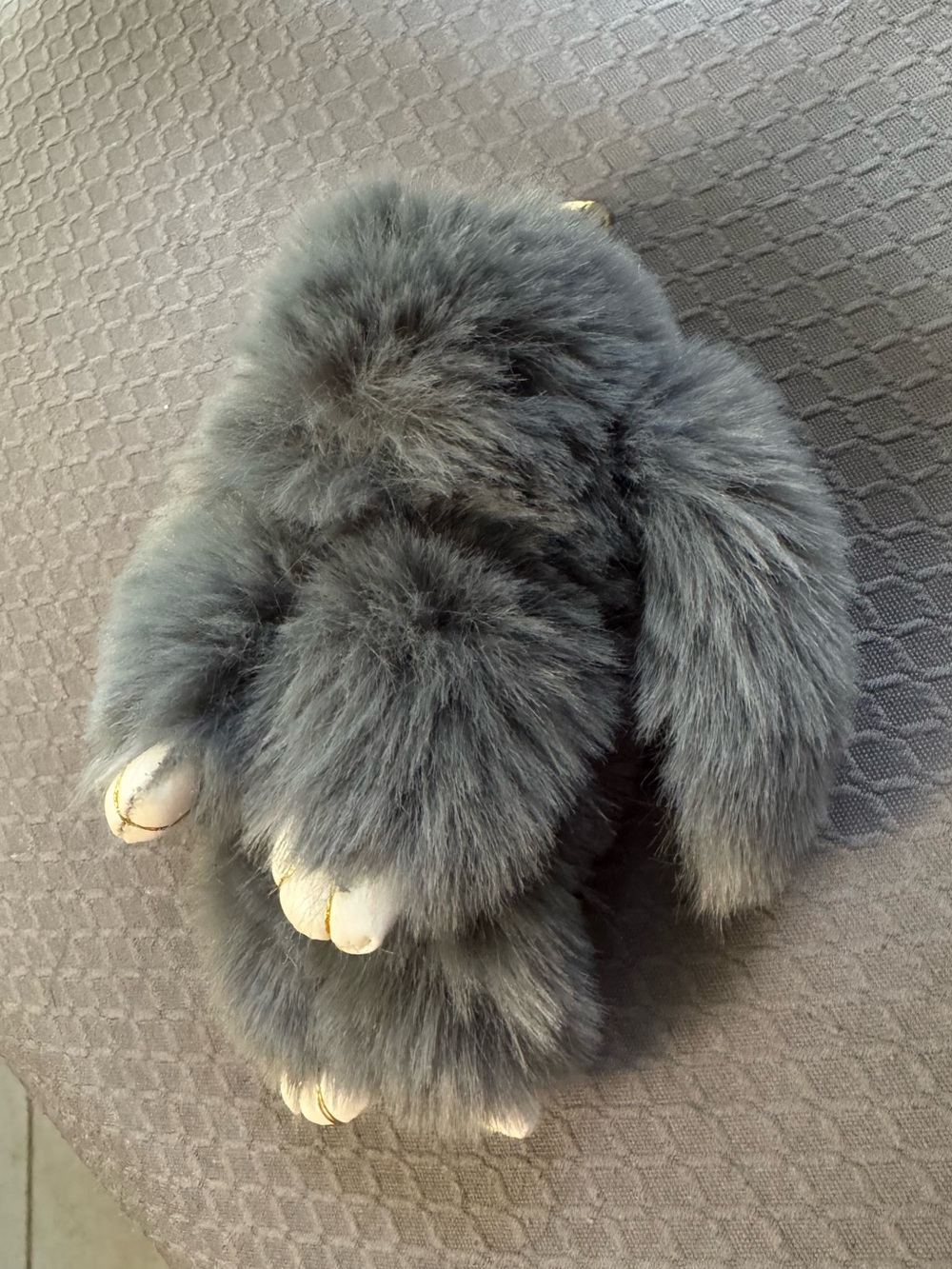 Fluffy Rabbit Keychain (Gray) - Picture 9 of 12